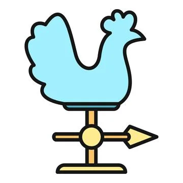 Rooster weather vane indicating wind direction icon Stock Illustration