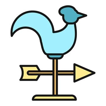 Rooster weather vane indicating wind direction icon Stock Illustration