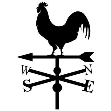 Rooster weather vane on white background. Weather vane silhouette. Stock Illustration