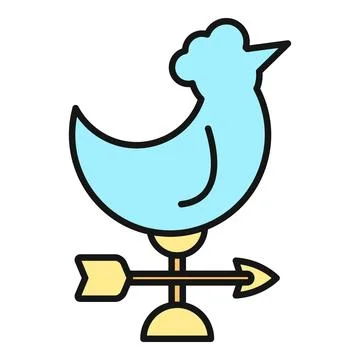 Rooster weathervane showing wind direction icon Stock Illustration