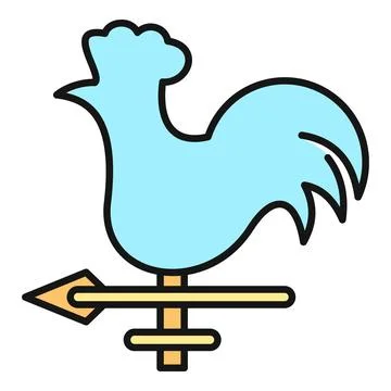 Rooster weathervane showing wind direction flat icon Stock Illustration