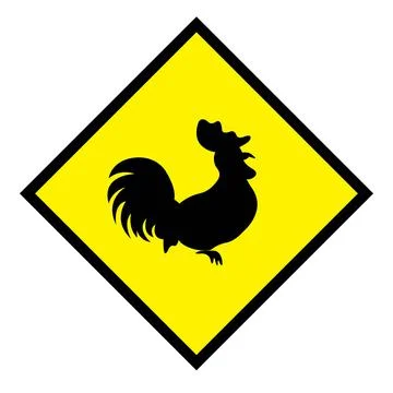Rooster yellow sticker Stock Illustration