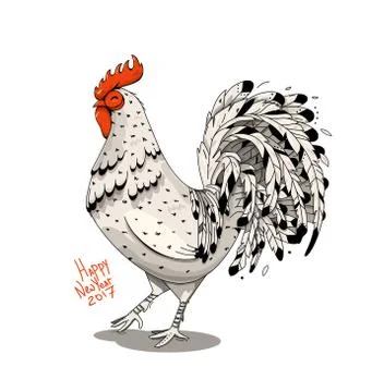 Rooster with zentangl elements イラスト素材