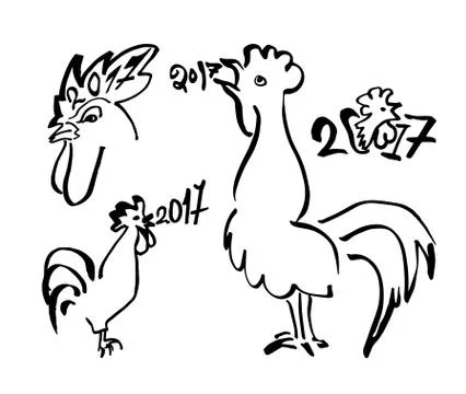 Rooster's year 2017 Stock Illustration