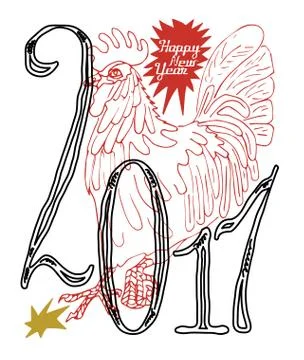 Rooster's year 2017 Stock Illustration