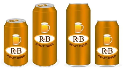 Root beer aluminium soft drink cans vector Stock Illustration