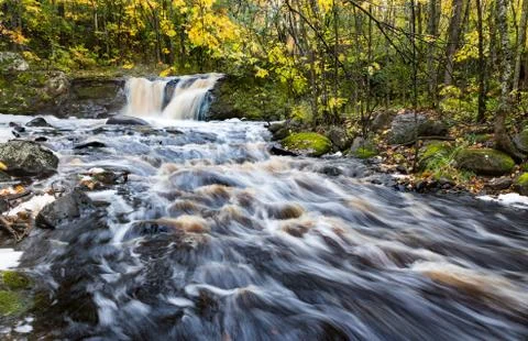 Root Beer Falls in Autumn. Upper Peninsula of Michigan Stock Photos