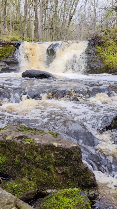 Root Beer Falls Waterfall Michigan Stock Footage 276345265