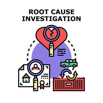 Root cause investigation concept for problem solving Ilustração Stock