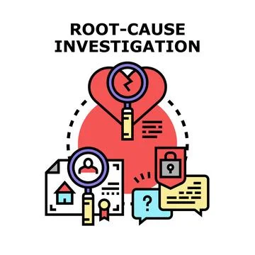 Root cause investigation finding solutions concept Illustrazione stock