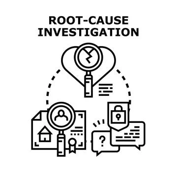 Root cause investigation finding solutions concept Illustrazione stock