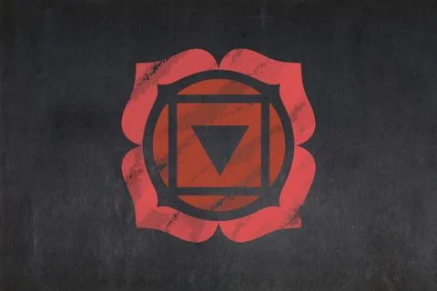 Root Chakra drawn on a blackboard Stock Illustration