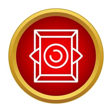 Root chakra icon or symbol inside a red circle with a golden border Stock Illustration