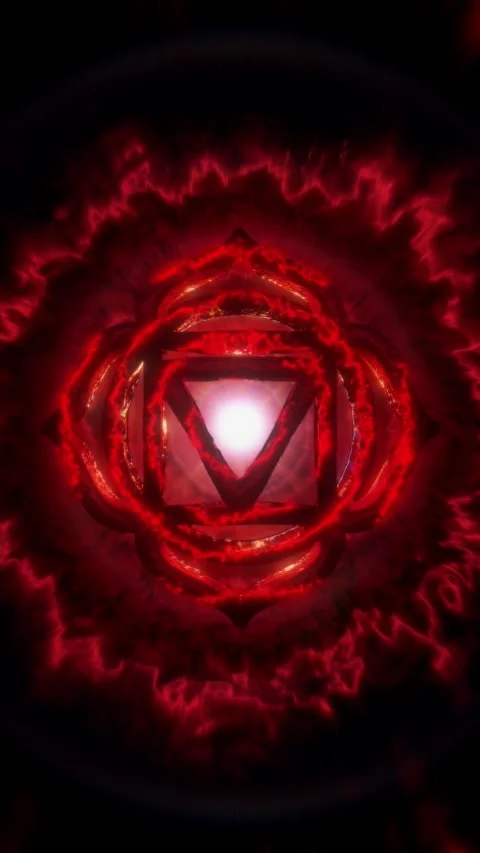 Root Chakra, a mesmerizing 3D animation representing grounding energy 스톡 동영상 319086856