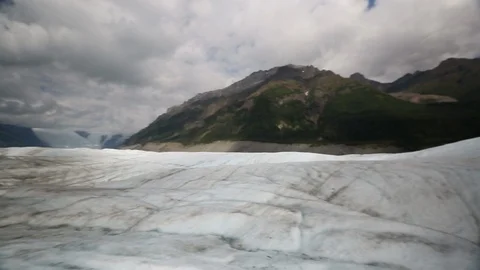 Root Glacier Alaska Landscape Pan Left Wrangell St. Elias Stock Footage 121540119
