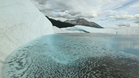 Root Glacier Lake Pan Right Wrangell St. Elias Alaska Video stock 121540157
