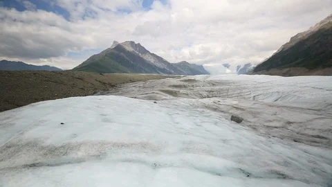 Root Glacier Landscape Pan Right Wrangell St. Elias Alaska Stock Footage 121540186