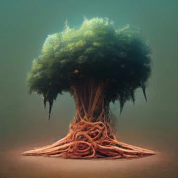 The root system of the old tree. Big roots. Stock Illustration