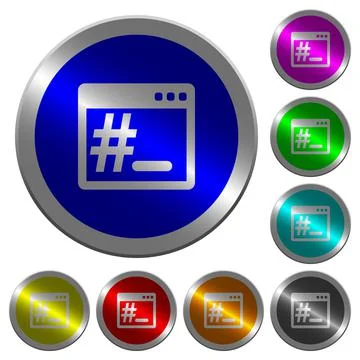 Root terminal luminous coin-like round color buttons Stock Illustration