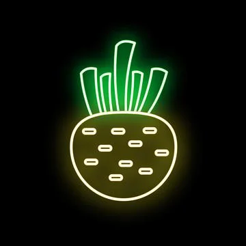 Root vegetable neon glow linear vibrant icon Illustrazione stock