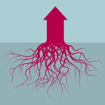 Rooting arrow. Isolated on blue background. Stock Illustration