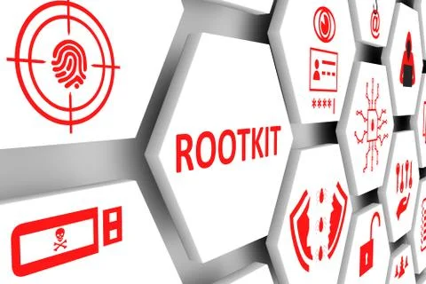 ROOTKIT concept cell background 3d illustration Stock Illustration