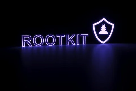 ROOTKIT neon concept self illumination background 3D illustration Stock Illustration
