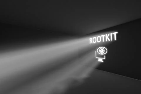 ROOTKIT rays volume light concept 3d illustration Stockillustratie
