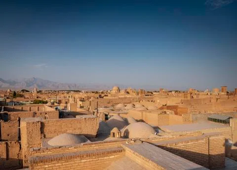 Rootops and landscape view of  yazd city old town iran Stock Photos