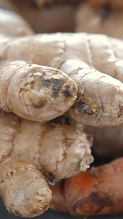 Roots of ginger, alternative medicine concept. Vertical Stock Footage 327096721
