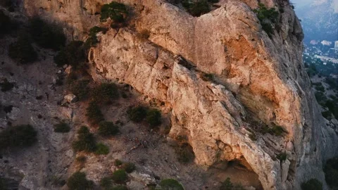 The roots of the trees growing on the bluff, the squirming rock, the texture of Stock Footage 217406158