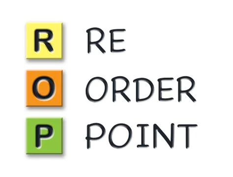 ROP initials in colored 3d cubes with meaning Stock Illustration