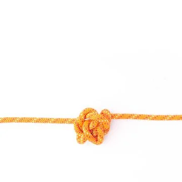 Rope, abstract and loop together in white studio background for teamwork Stock Photos
