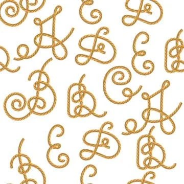 Rope Alphabet Seamless Pattern Illustrazione stock