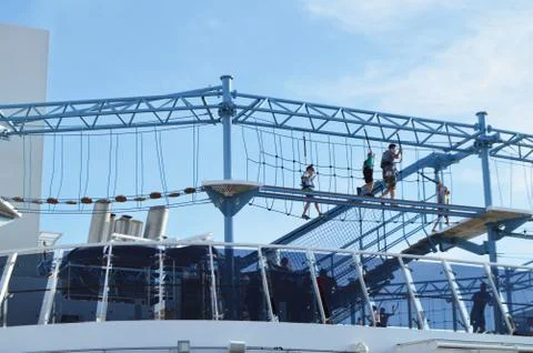 Rope amusement Park on the upper deck of the cruise liner MSC Meraviglia, Oct Stock Photos