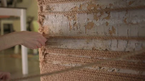 Rope Art Installation A Unique Combination of Handcrafted and Textured Materials Stock Footage 316939506