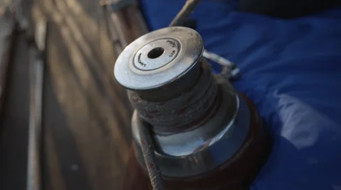 Rope being pulled on a boat for sailing Stock Footage 53177132