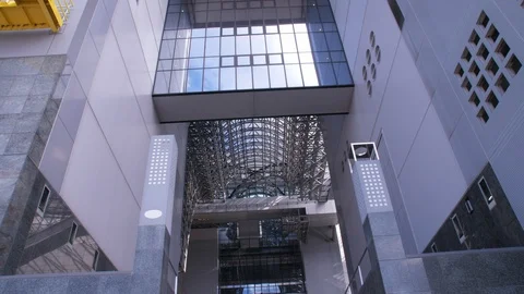 Rope Blocks Off Staircase During Typhoon Jebi Cleanup Wide (2) - Kyoto, Station Stock Footage 100576393