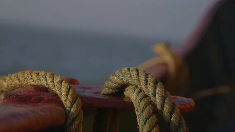 Rope on boat close up  Stock Footage 109545067