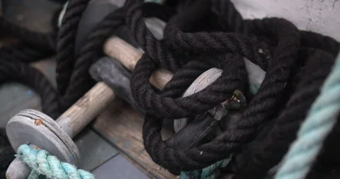 Rope on boat Stock Footage 227135140