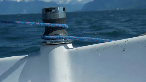 Rope on a boat - moving fast Stock Footage 41454611