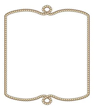 Rope border. Lasso string. Marine cord frame Illustrazione stock