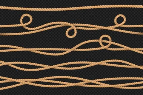 Rope borders. Cord threads, twisted ropes texture. Marine realistic sailor 스톡 일러스트