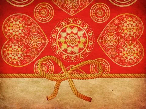 Rope bow on decorative background Stock Illustration