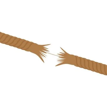 The rope breaks to break the rope, the space where thinly there is and it tears Stock Illustration