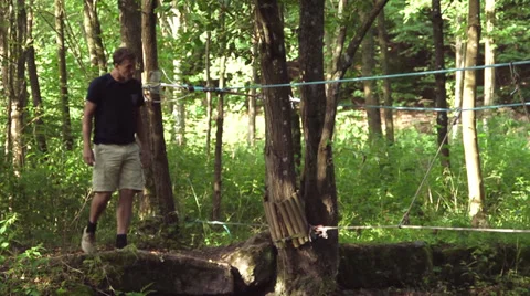 Rope bridge Stock Footage 32163260