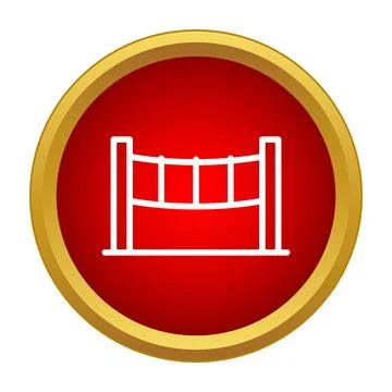 Rope bridge outline icon in red circle Stock Illustration