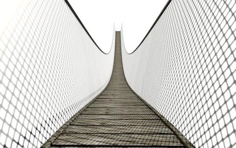 Rope Bridge On White Ilustração Stock