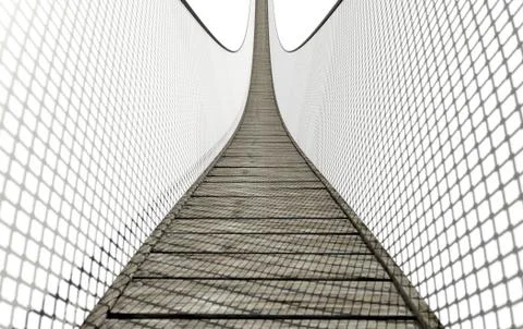 Rope Bridge On White Ilustração Stock