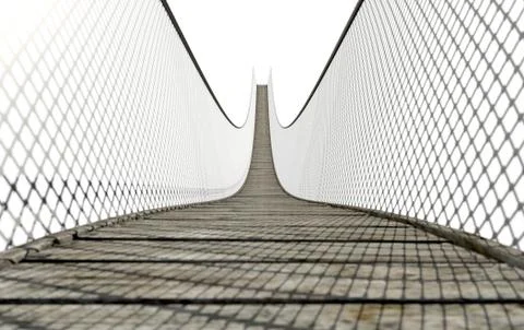Rope Bridge On White Stock Illustration